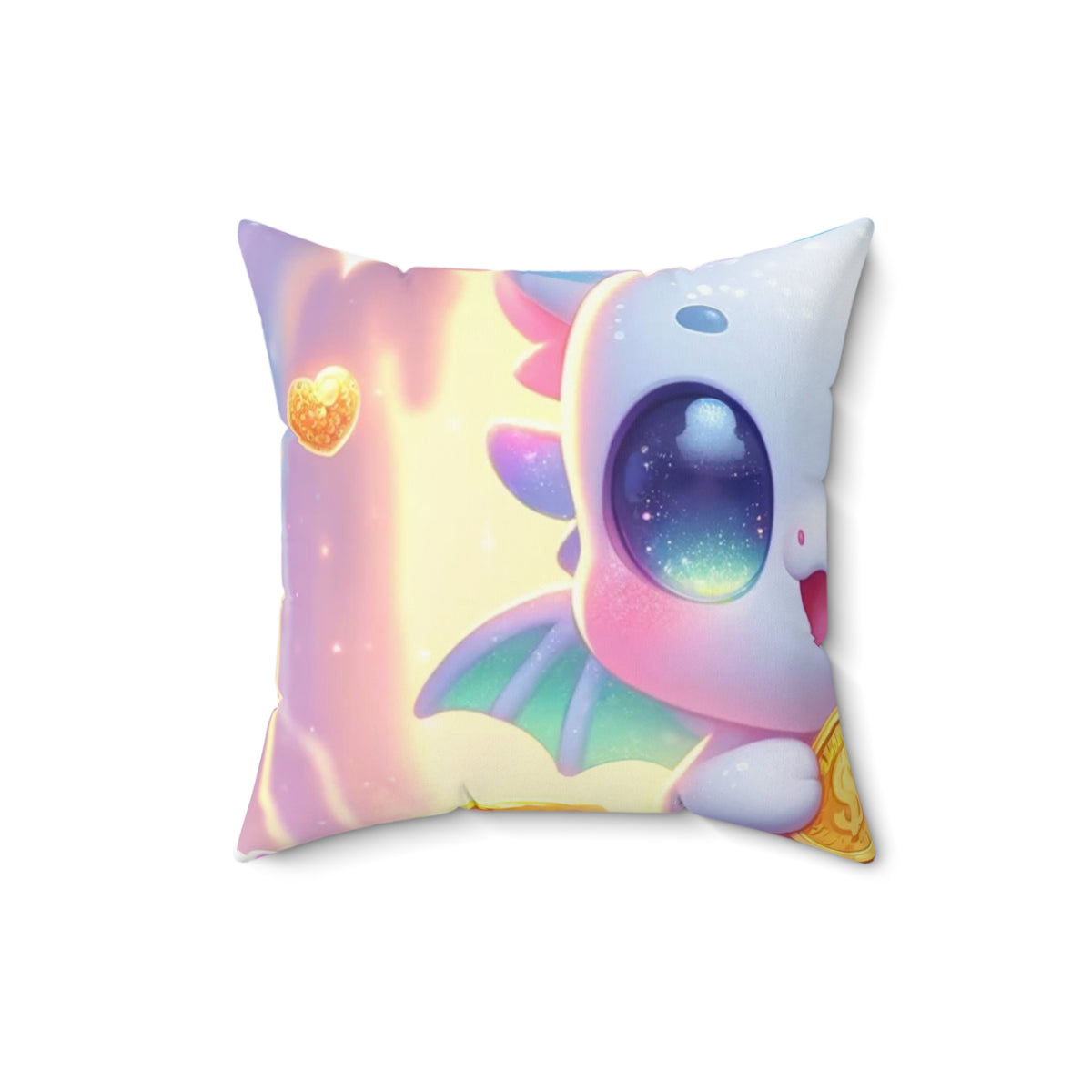 Pastel Treasure Dragon Kawaii Fantasy Decorative Pillow