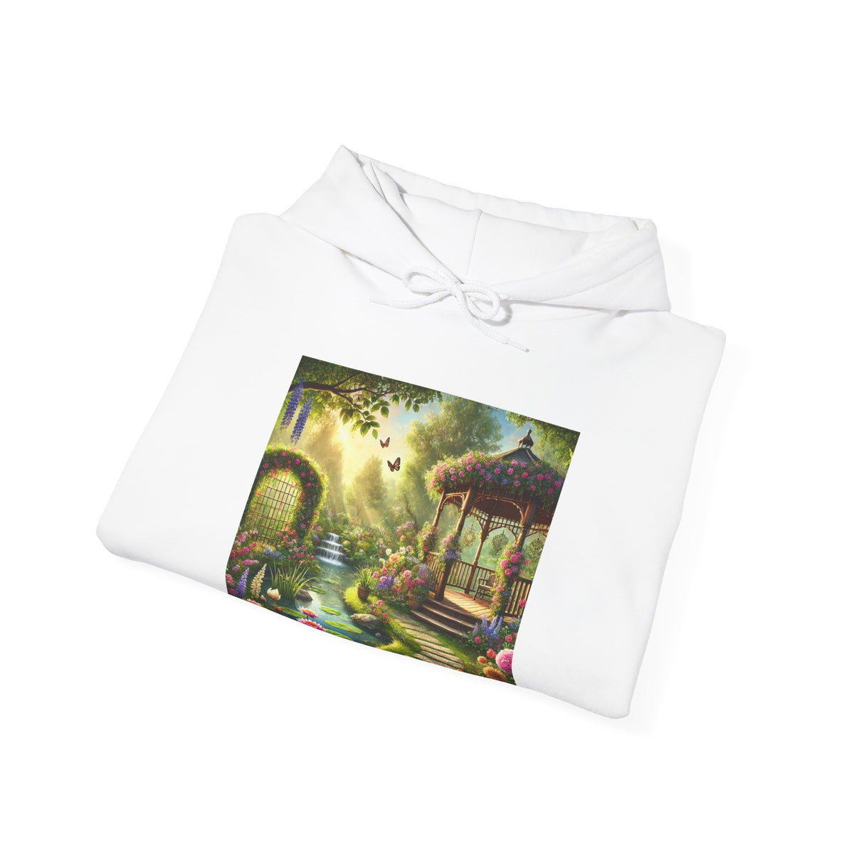 Sunlit Rose Gazebo Cottage Garden Hoodie