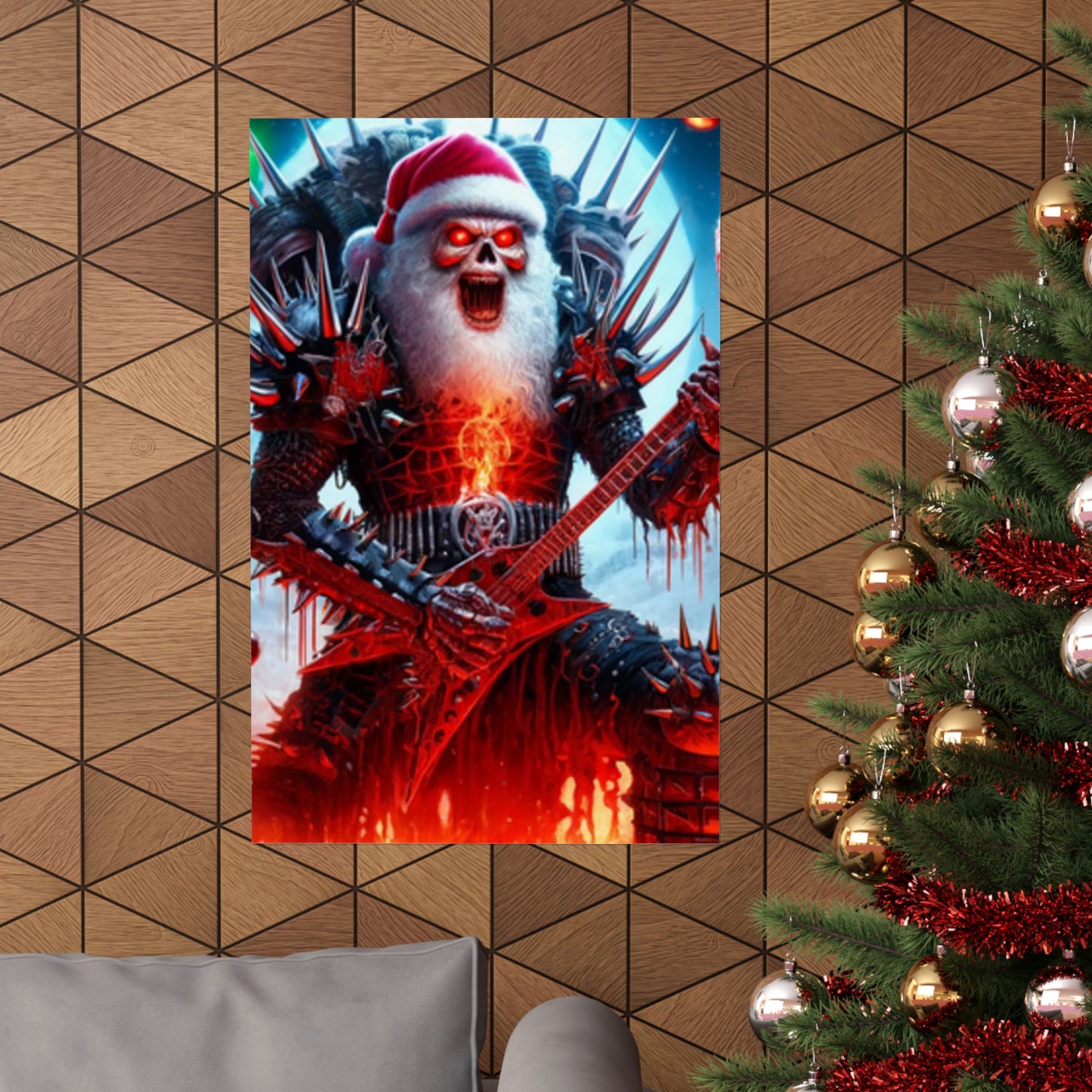 Heavy Metal Santa Holiday Concert Music Room Poster