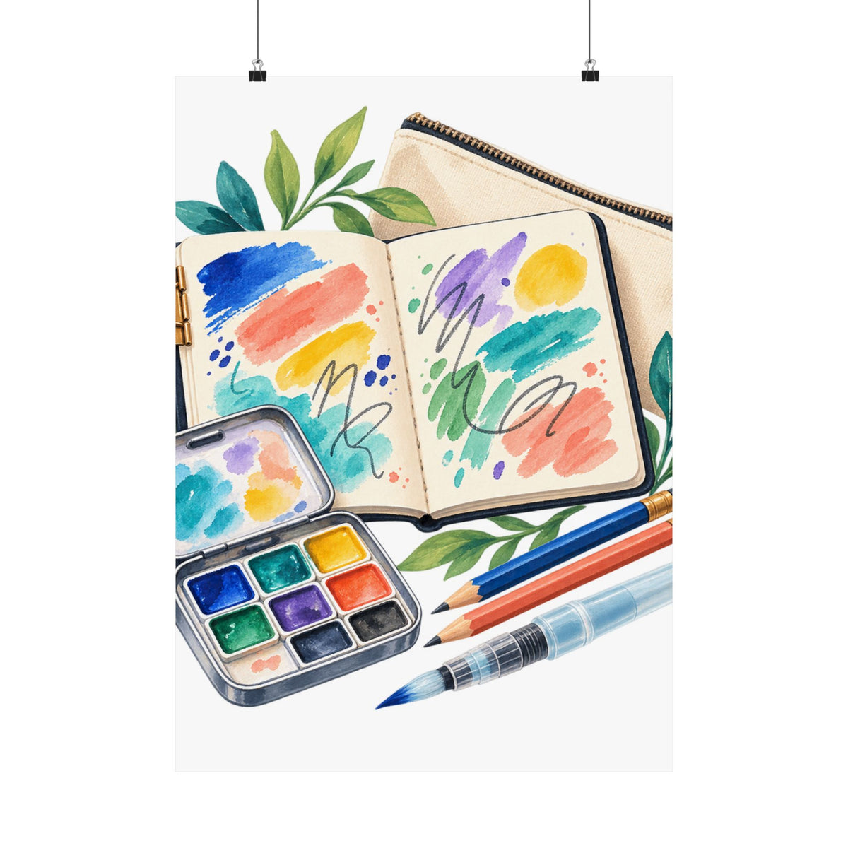 Colorful Urban Sketching Travel Kit Poster