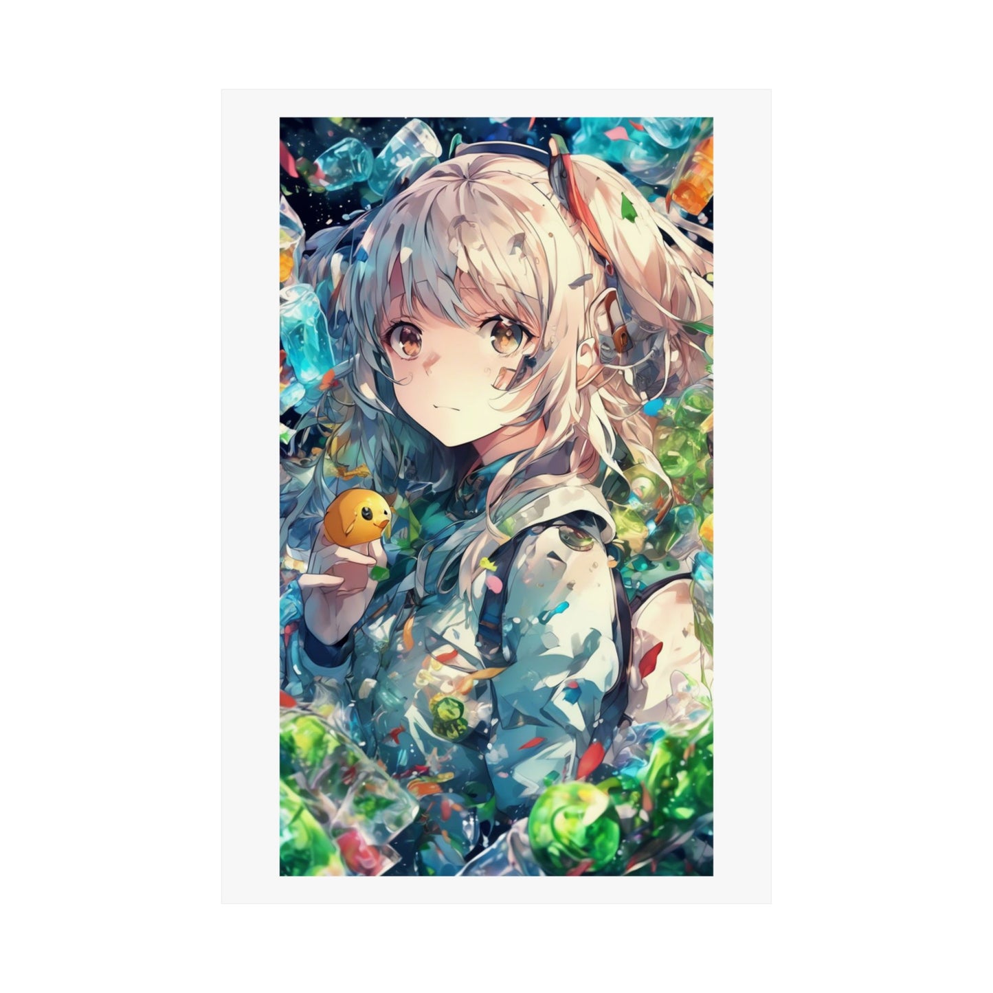 Crystal Bottle Anime Portrait Colorful Wall Poster