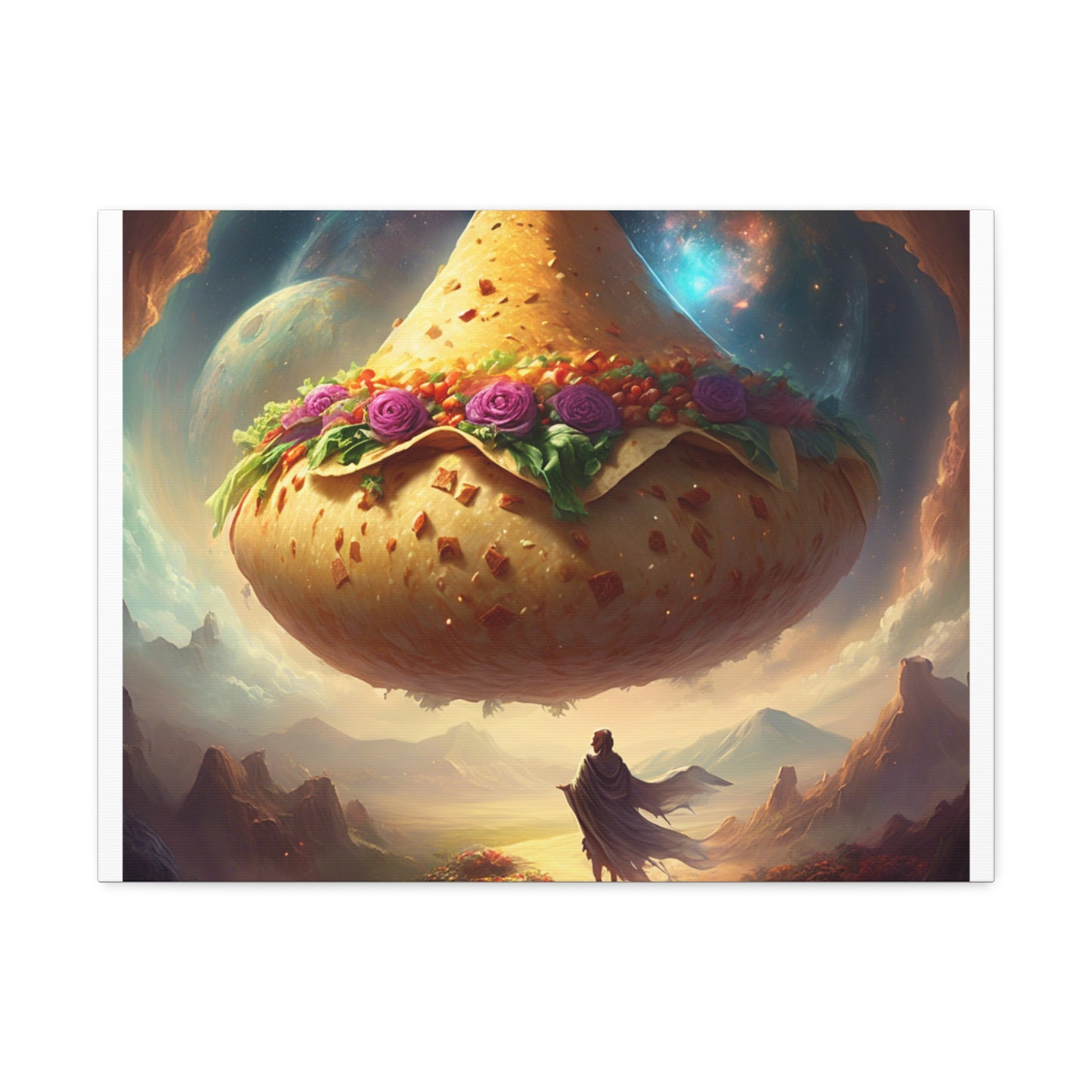 Cosmic Taco Planetoid Surreal Food Fantasy Art Canvas