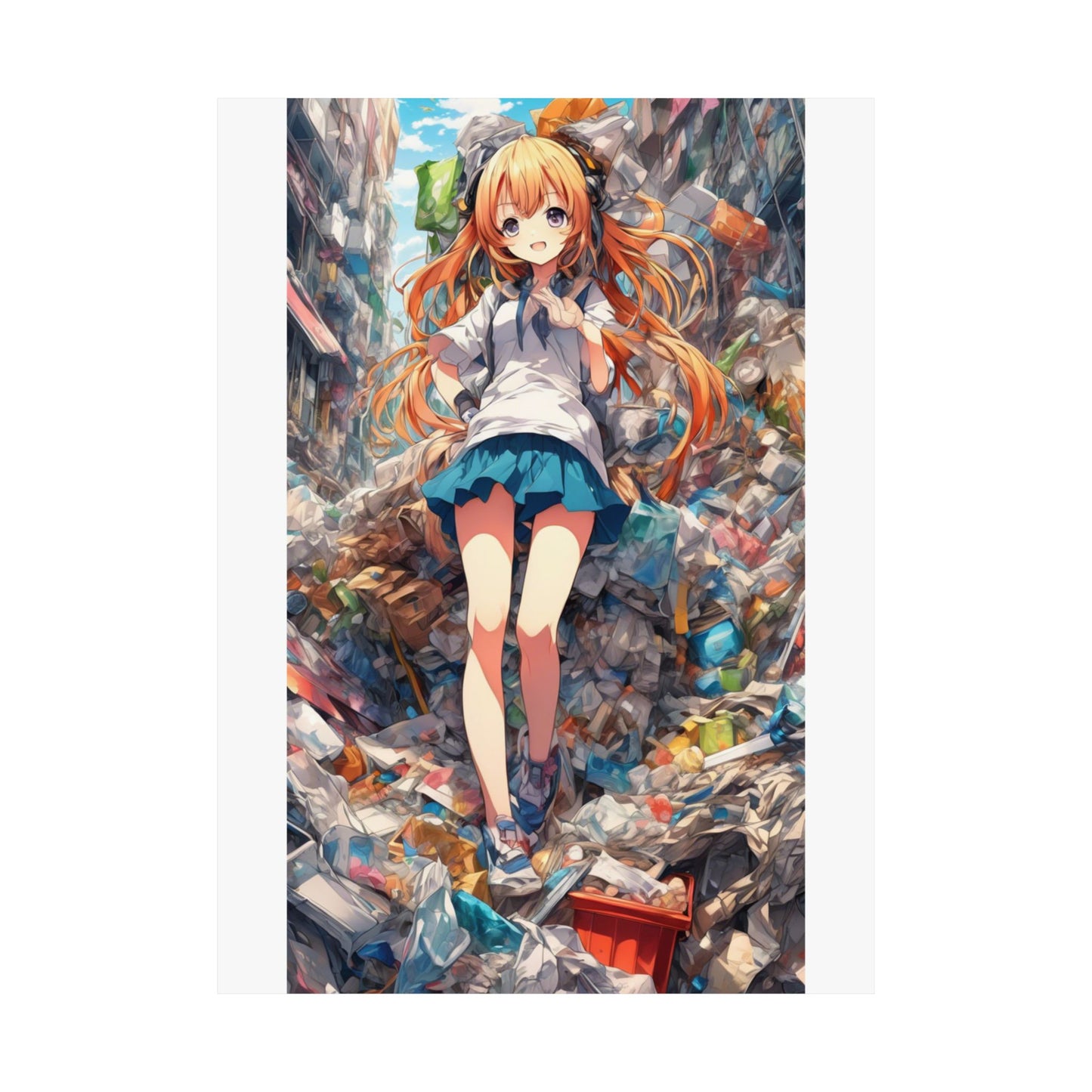 Recycling Rescue Anime Heroine Eco Street Art Poster