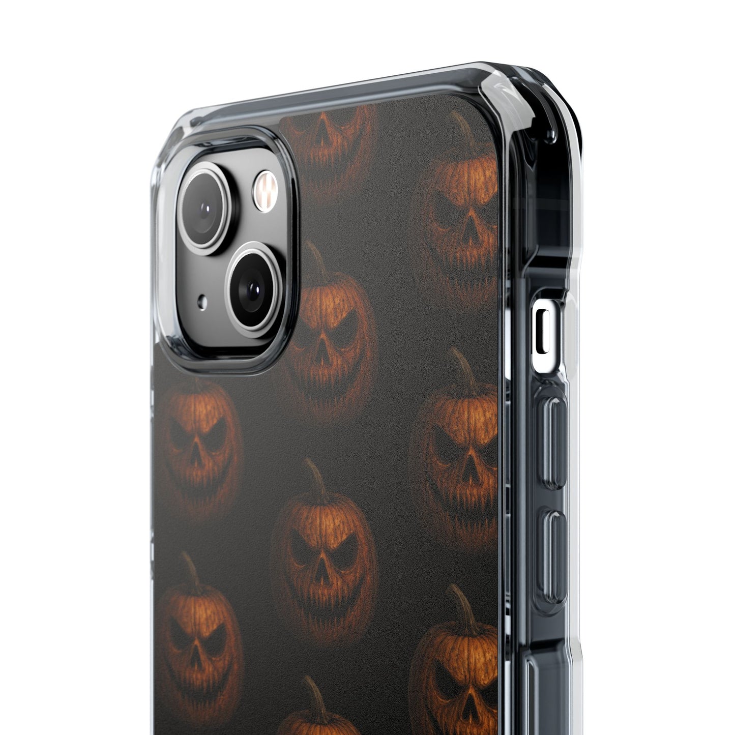 Magnet Cover, Halloween Pumpkin Spooky Phone Case, Horror Jack-O-Lantern Black Case, Magnetic Clear Impact Cover, Scary Cellphone Slim