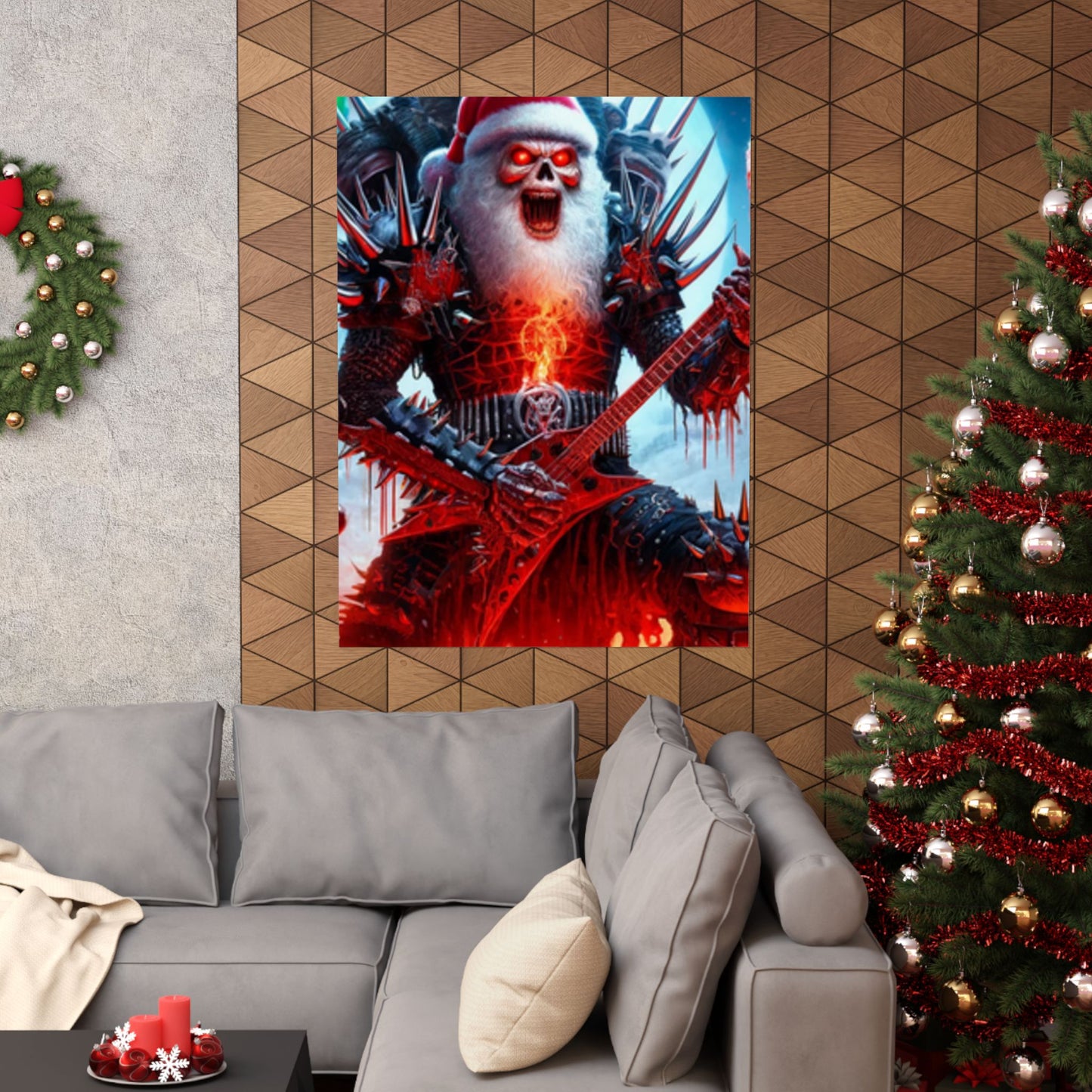 Heavy Metal Santa Holiday Concert Music Room Poster