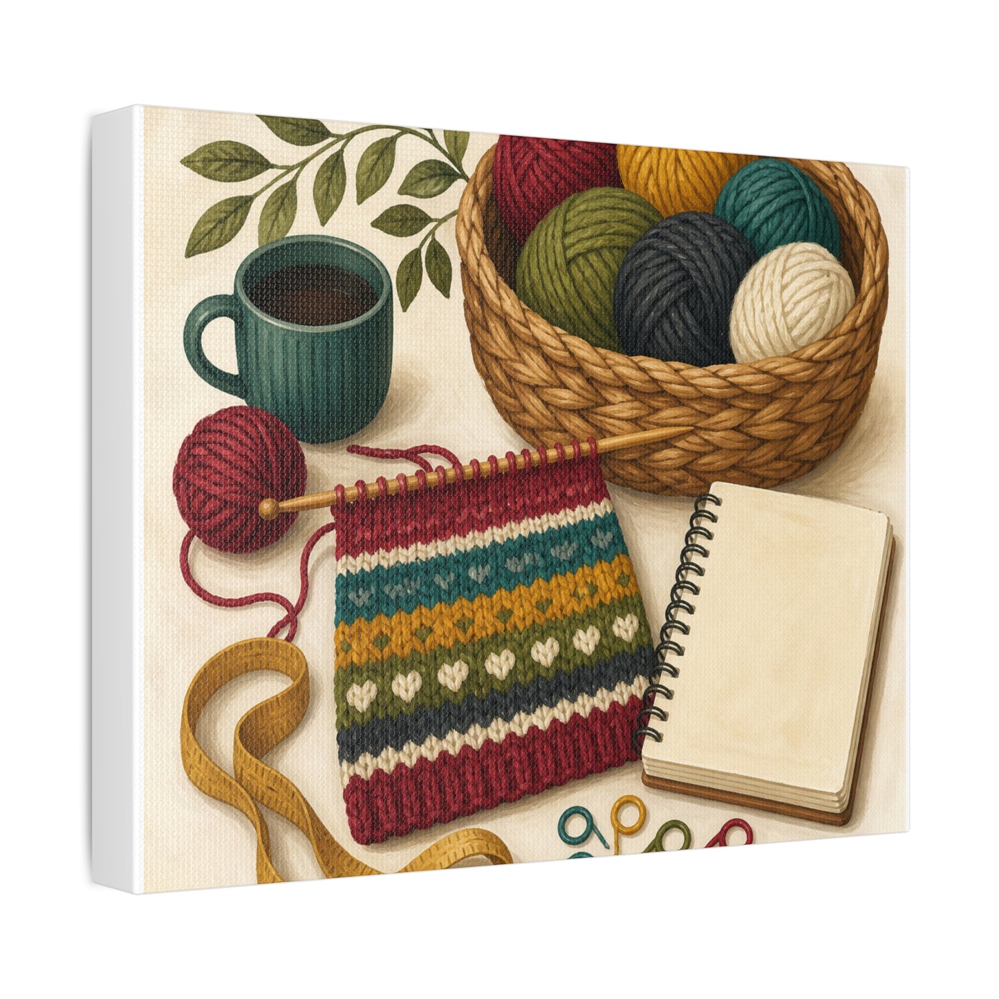 Cozy Knitting and Yarn Hobby Art Canvas Art