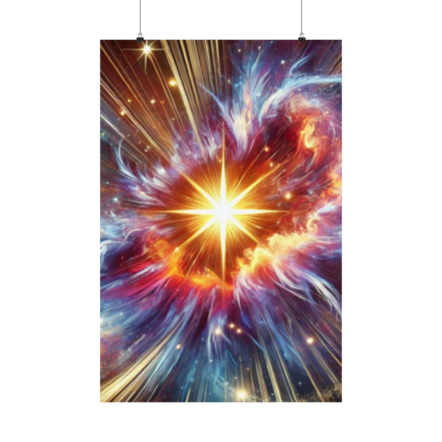 Cosmic Starburst Energy Abstract Space Poster Wall Art Decor