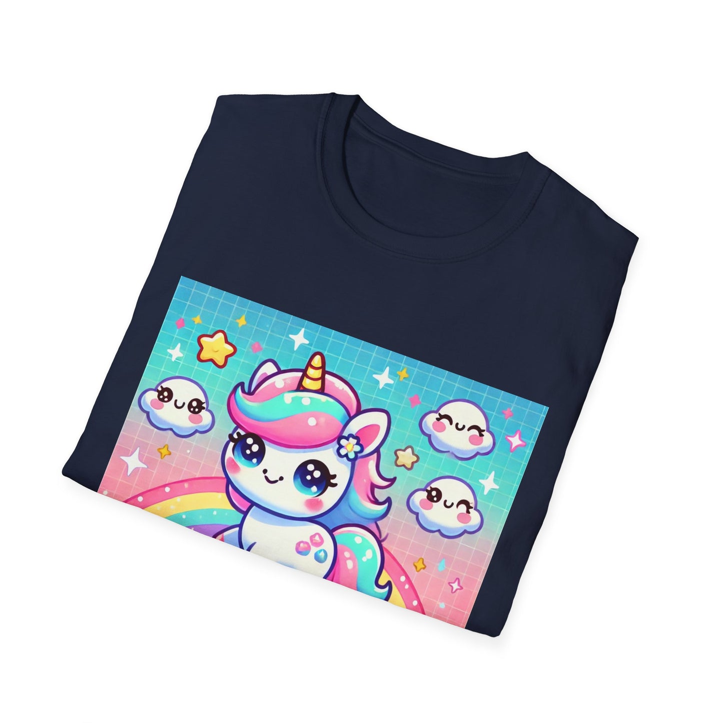 Kawaii Anime Unicorn Unisex Softstyle T-Shirt - Cute & Stylish Tee for Anime Lovers - Comfortable Casual Wear for All Genders