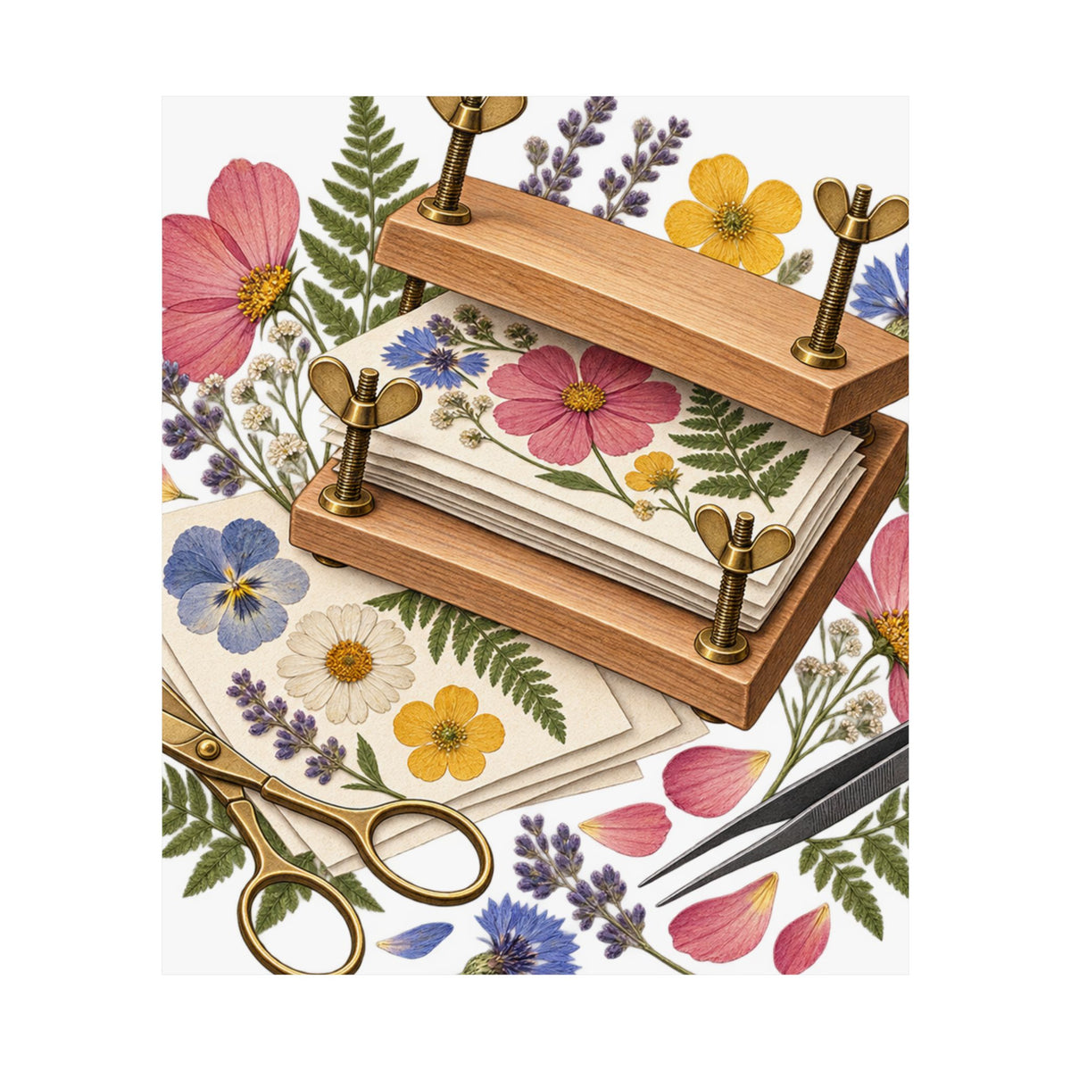 Botanical Flower Press Workshop Poster