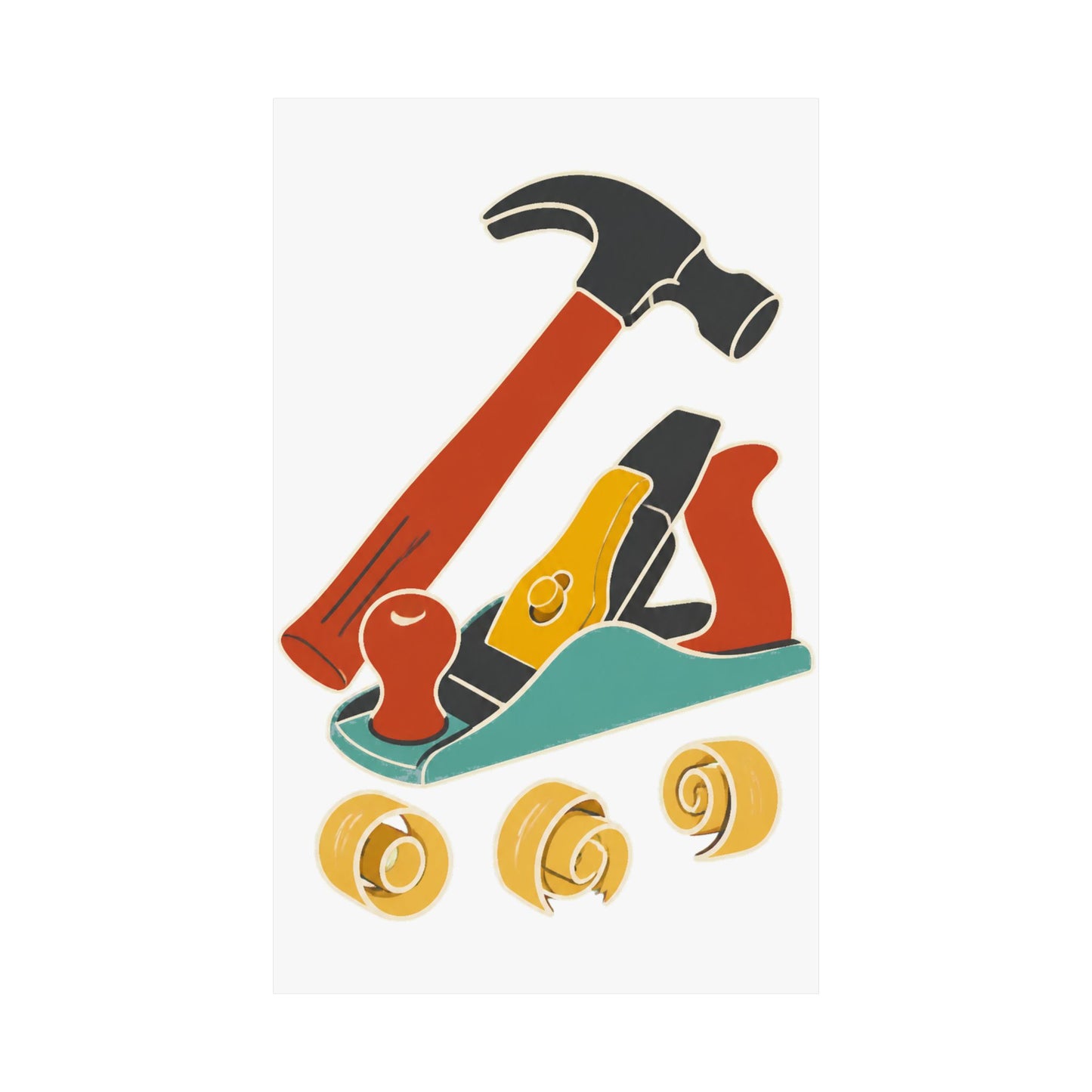Carpenter Hammer Hand Plane Woodworking Art Poster