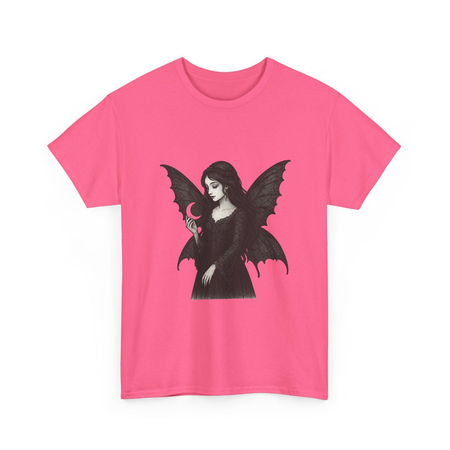 Gothic Fairy Tee, Unisex Cotton T-Shirt with Bat Wings, Forest Aesthetic Shirt, Perfect for Halloween, Casual Wear, Emo Witch