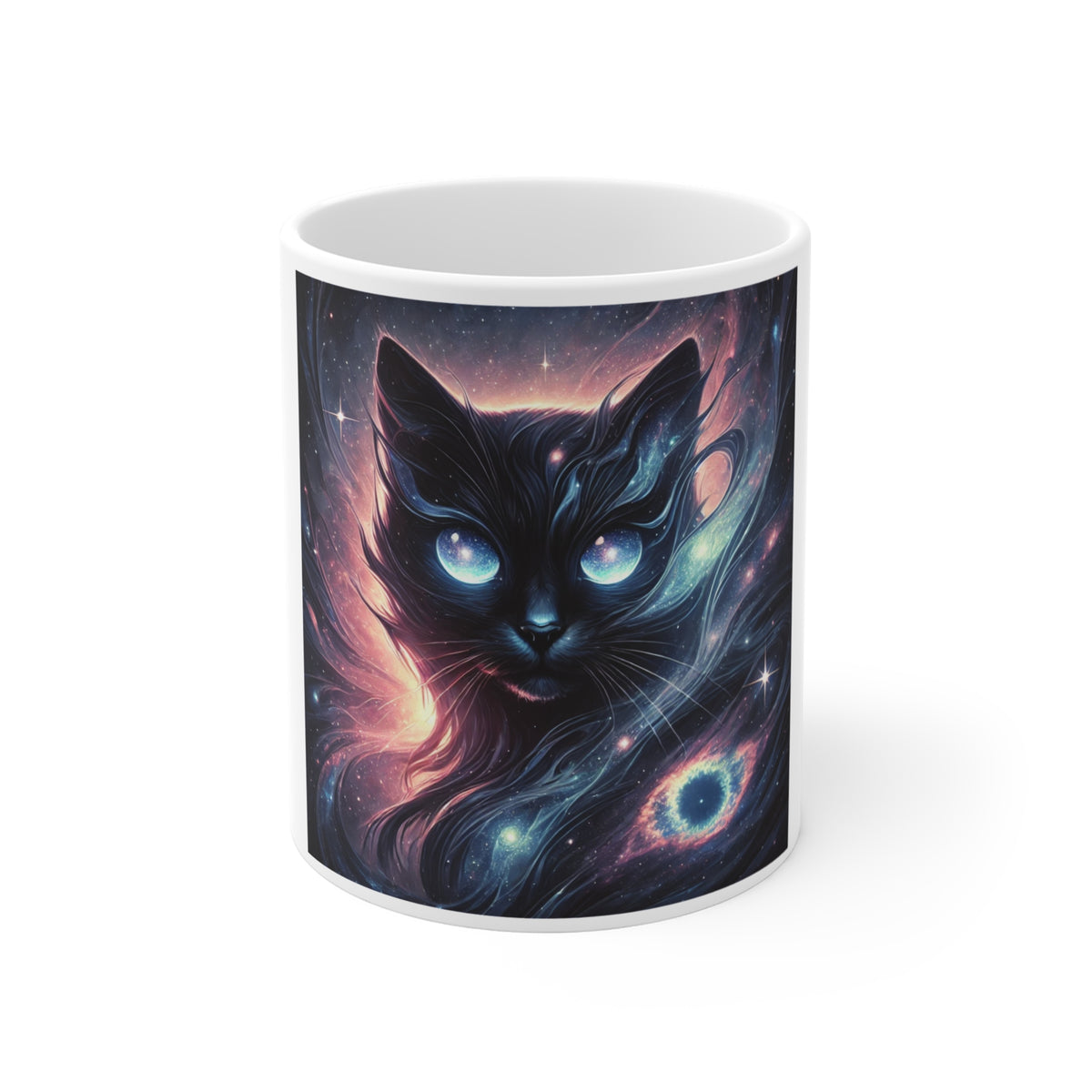 Cosmic Black Cat Galaxy Celestial Coffee Mug