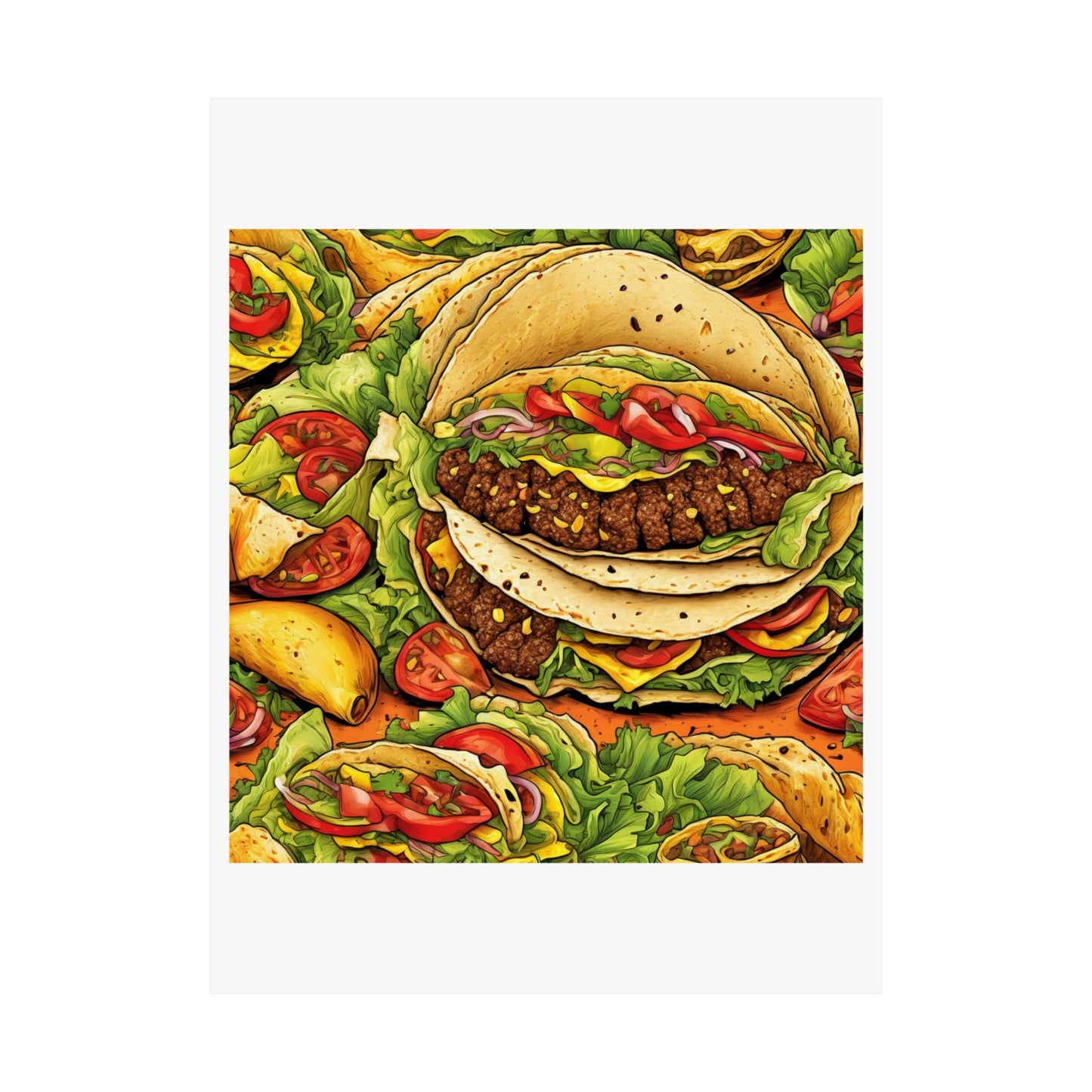 Stacked Taco Fiesta Foodie Gift Art Poster