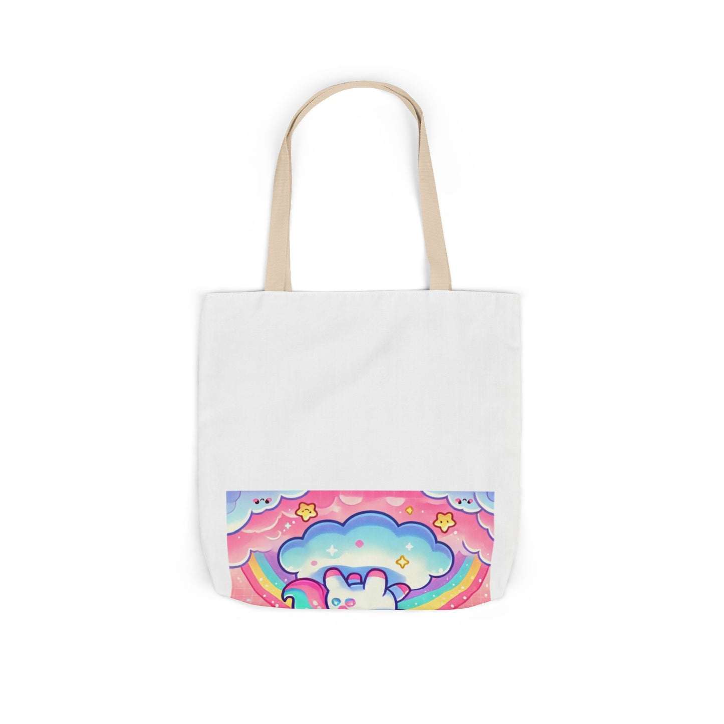 Pastel Rainbow Unicorn Cloud Kawaii Canvas Tote Bag