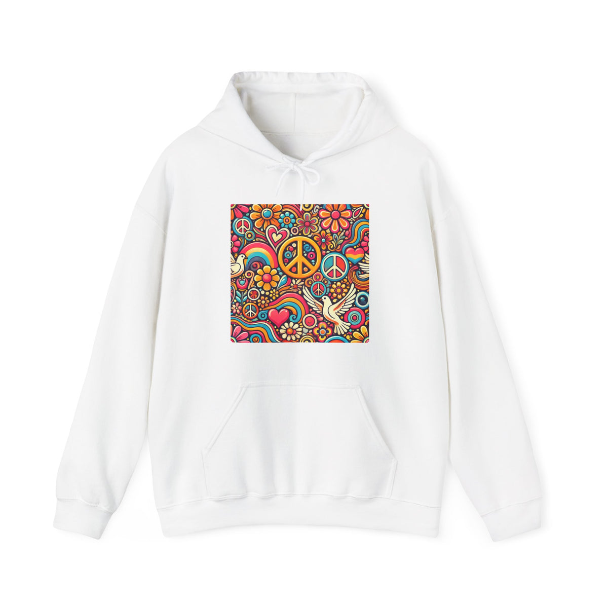Colorful Peace Floral Pattern Hoodie