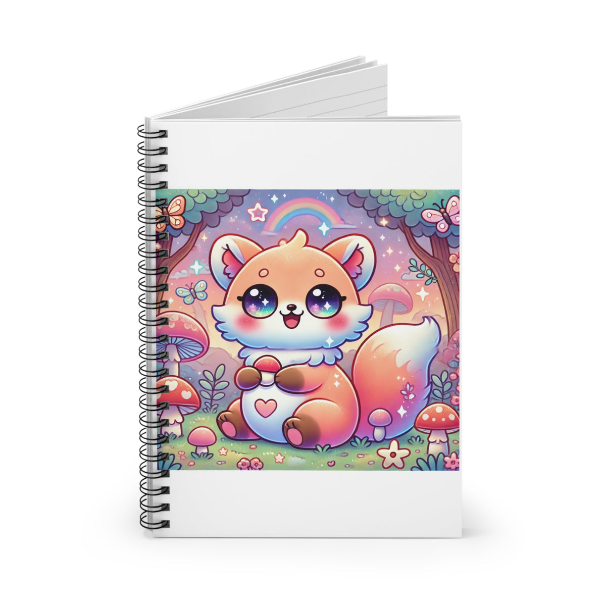 Pastel Woodland Fox Mushroom Kawaii Spiral Notebook