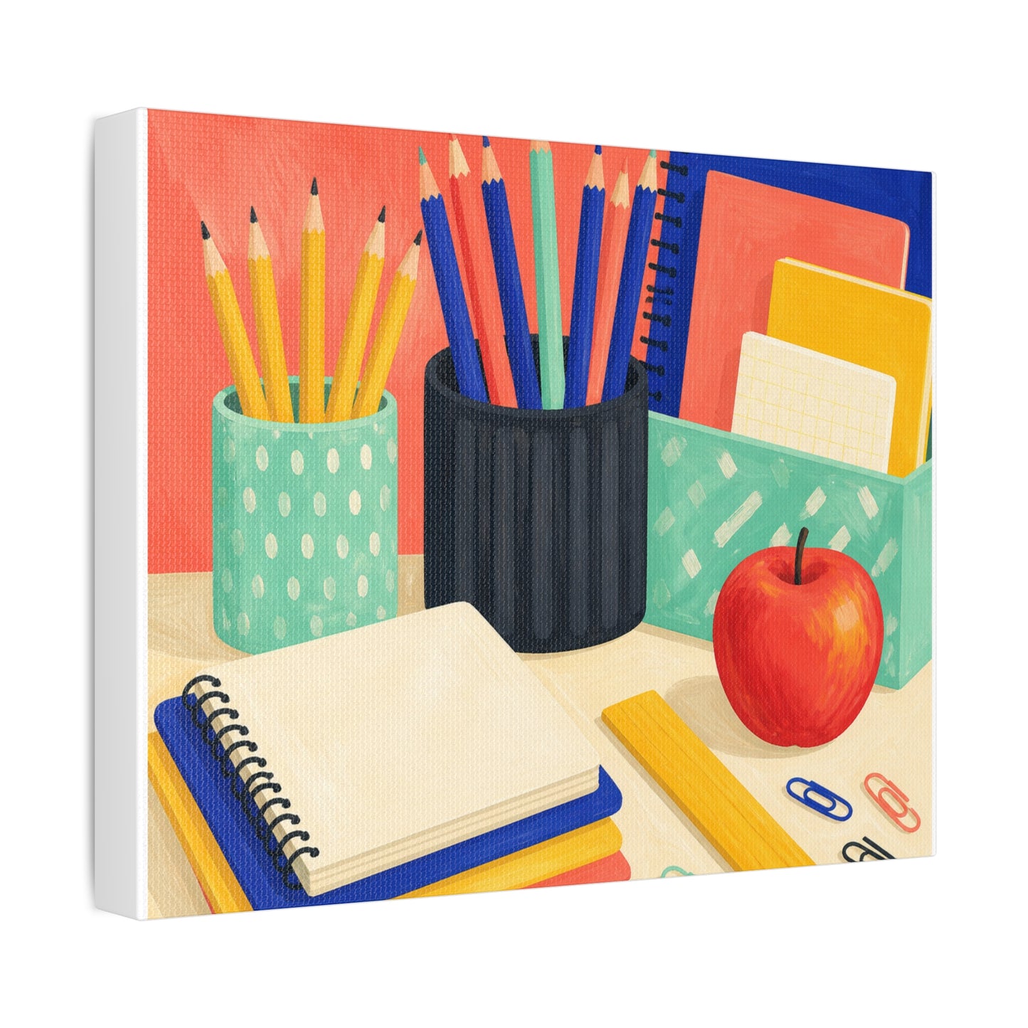 Colorful Teacher Desk Supplies Art Canvas Art