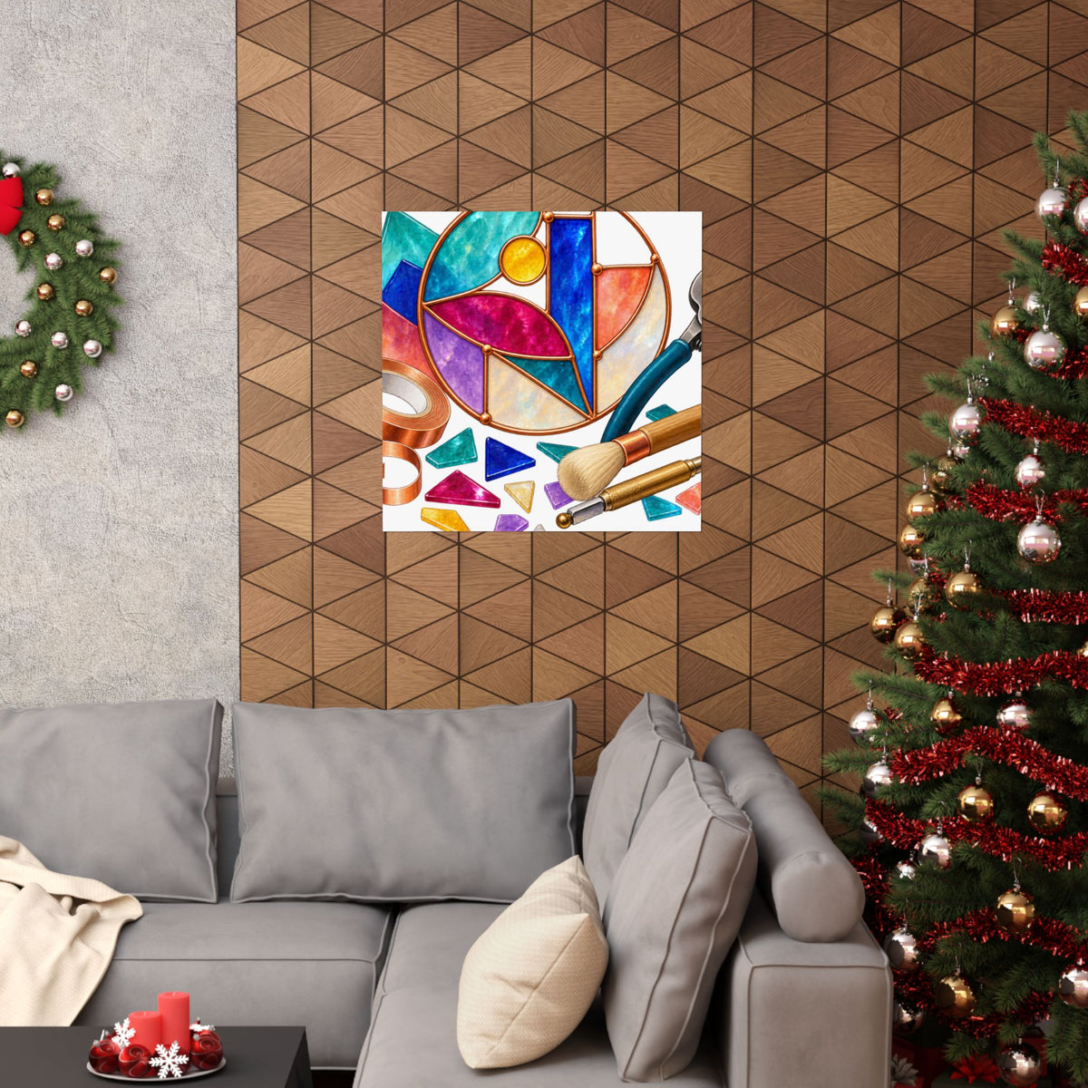 Abstract Stained Glass Suncatcher Workshop Poster