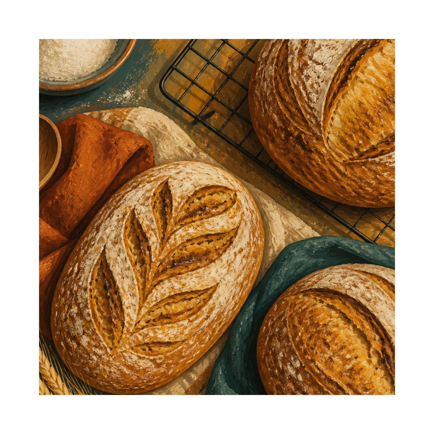 Artisan Bread Baking Still Life Poster