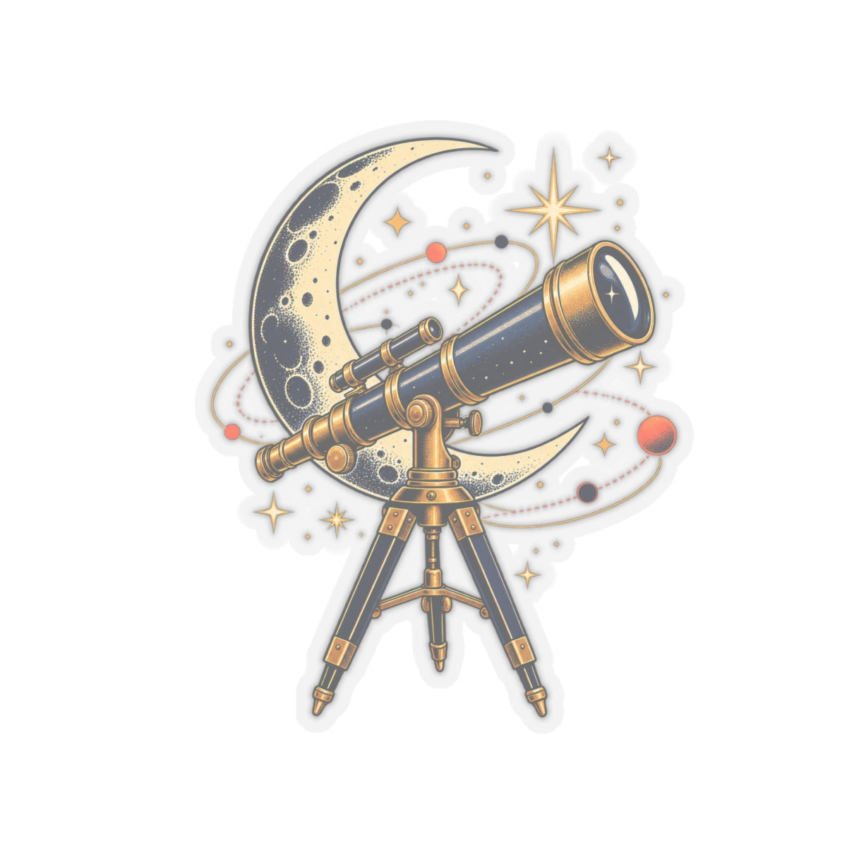 Vintage Telescope Celestial Astronomy Sticker