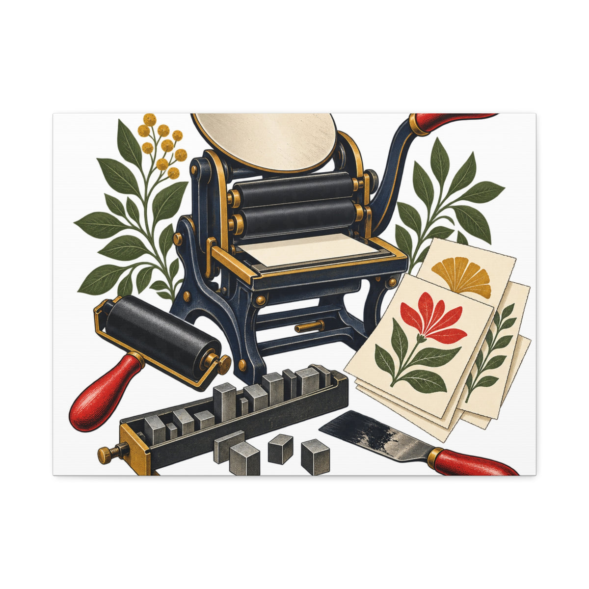 Botanical Letterpress Printshop Canvas