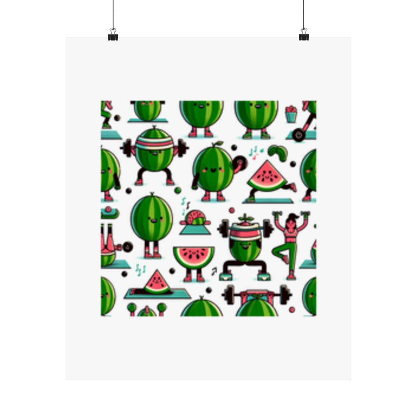 Watermelon Workout Club Cute Food Fitness Wall Art Poster