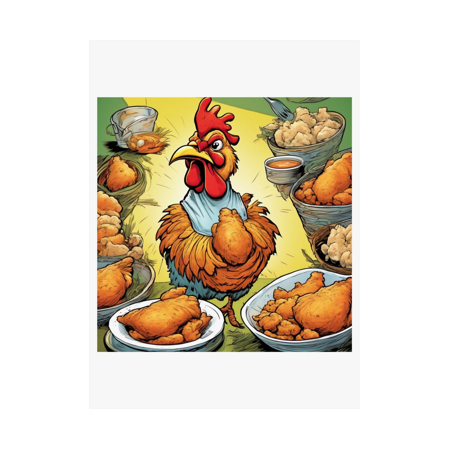 Funny Chicken Fried Food Comfort Food Art Poster