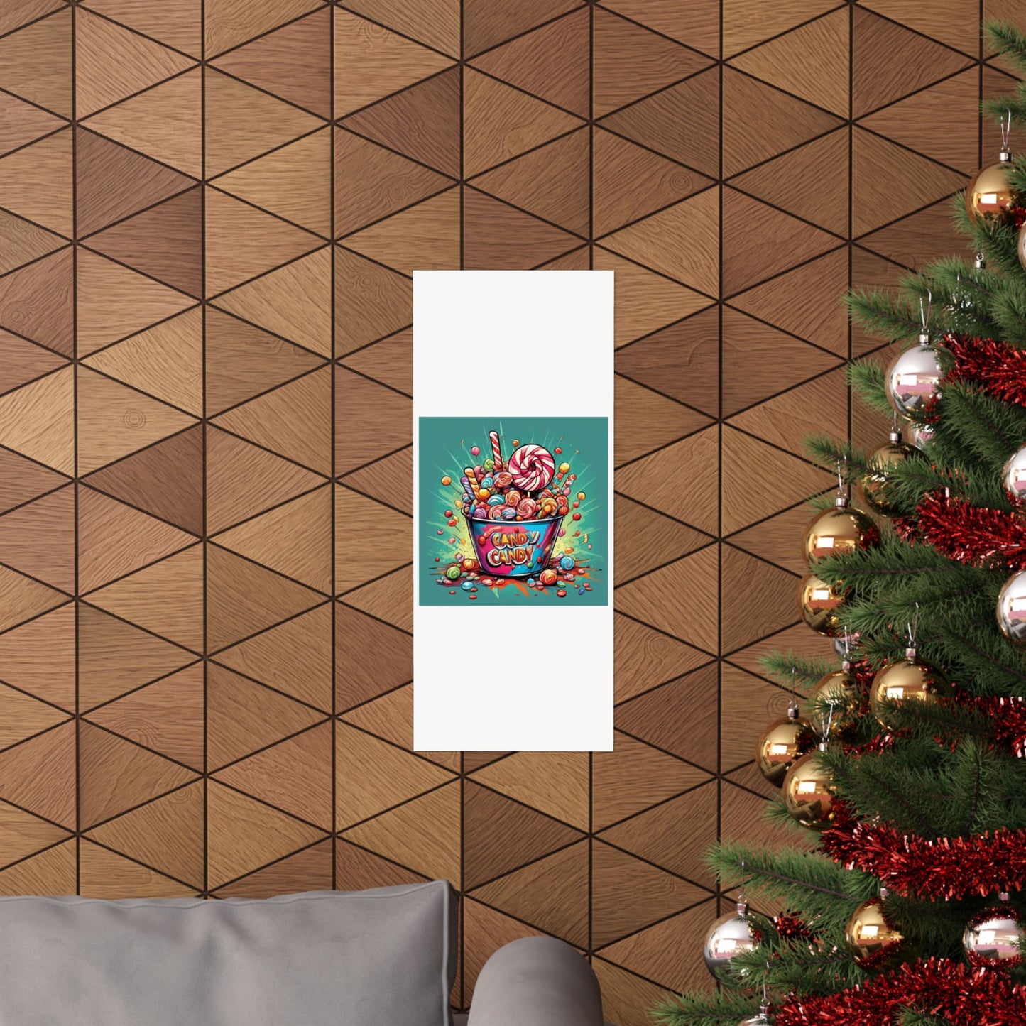 Holiday Candy Bucket Sweets Gift Art Poster