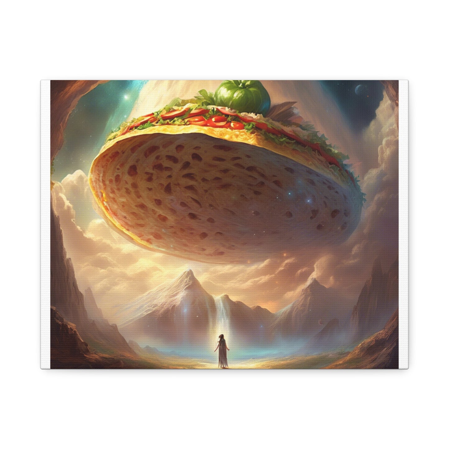 Cosmic Taco UFO Surreal Food Fantasy Art Canvas
