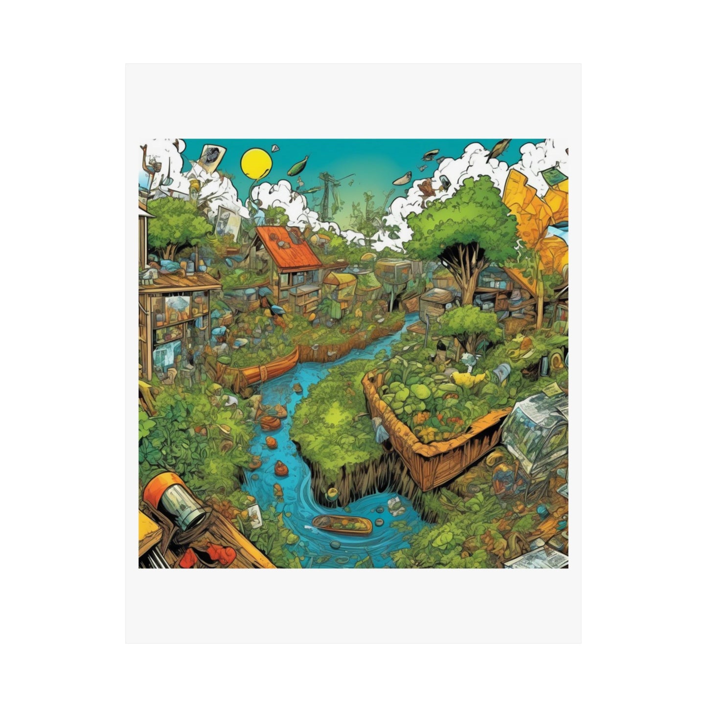 Whimsical Garden Stream Nature Gift Art Poster