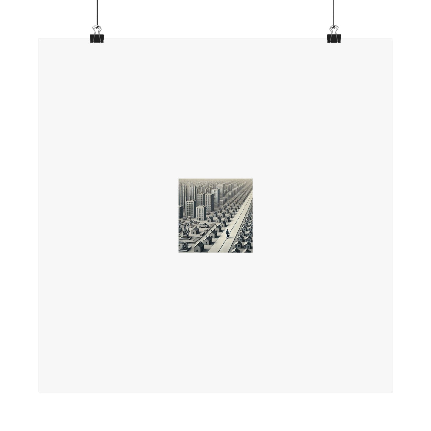 Monochrome Urban Factory Cityscape Poster Industrial Wall Art Gift