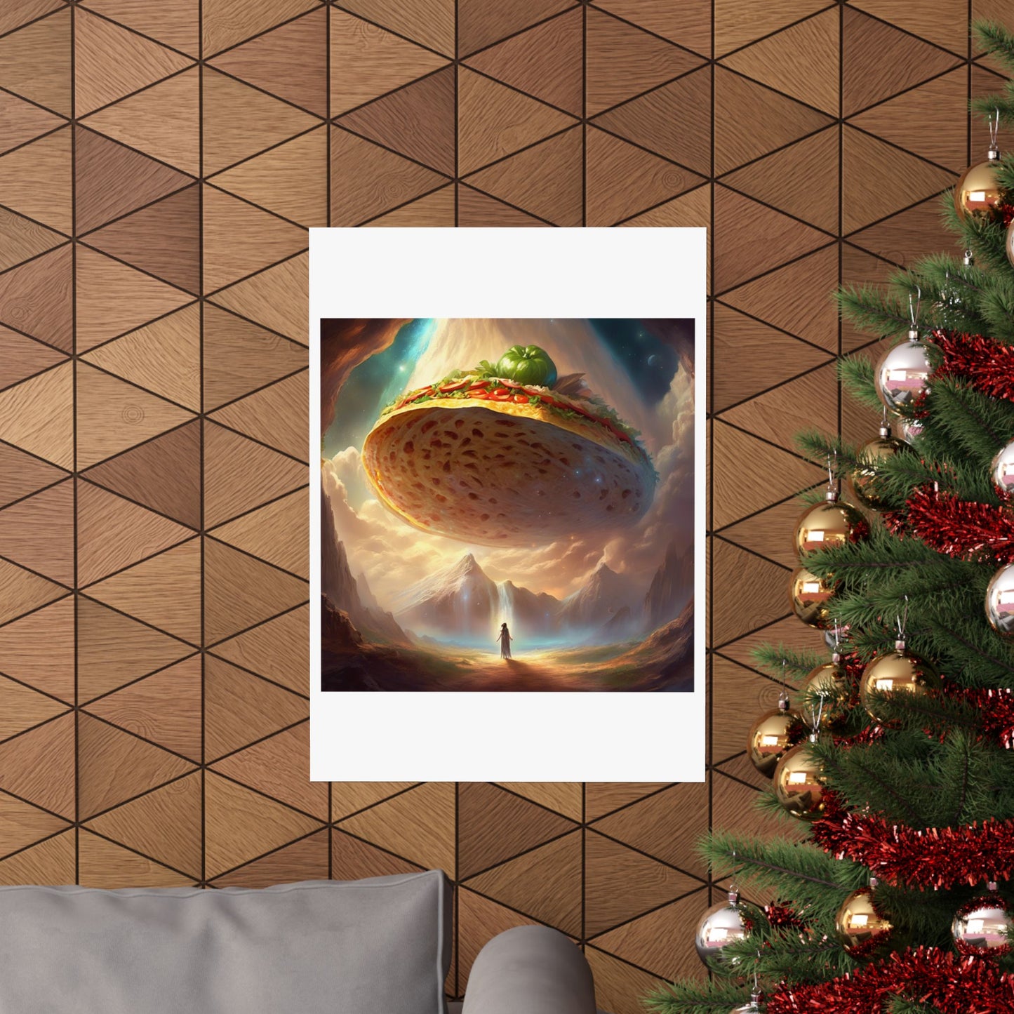 Cosmic Taco UFO Surreal Food Fantasy Art Poster