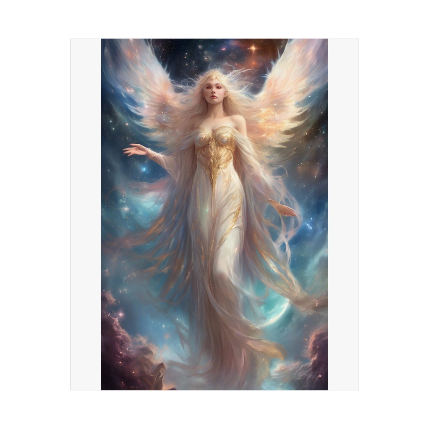 Celestial Winged Heroine Fantasy Portrait Poster