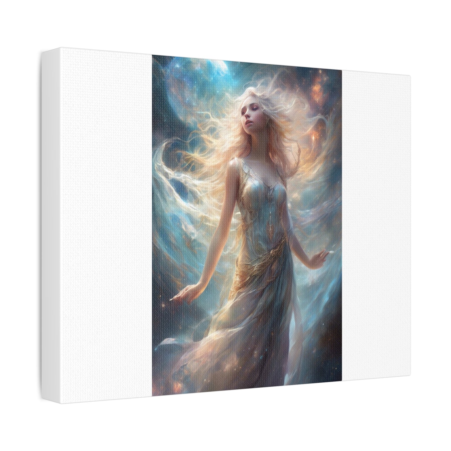 Moonlit Celestial Maiden Fantasy Portrait Canvas