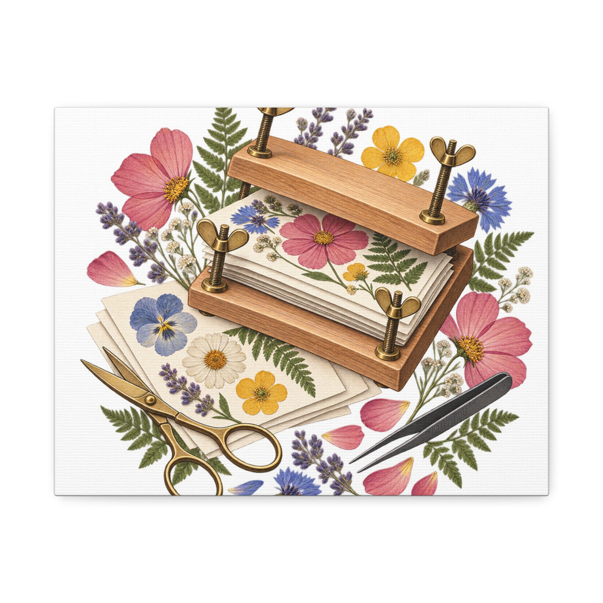 Botanical Flower Press Workshop Canvas