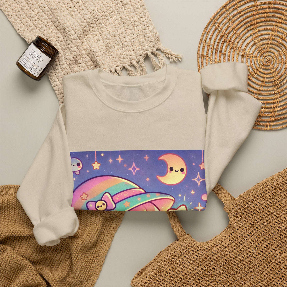 Kawaii Moon Wand Pastel Fantasy Art Sweatshirt
