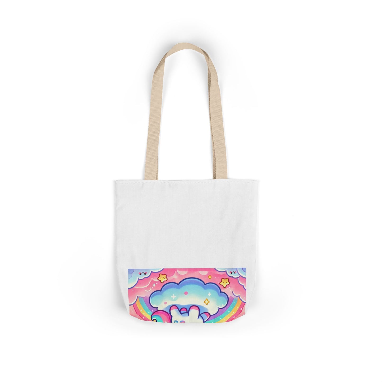 Pastel Rainbow Unicorn Cloud Kawaii Canvas Tote Bag