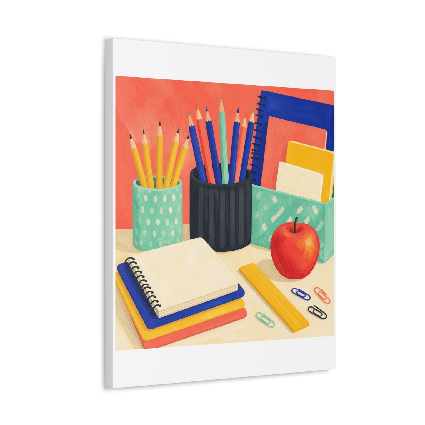 Colorful Teacher Desk Supplies Art Canvas Art