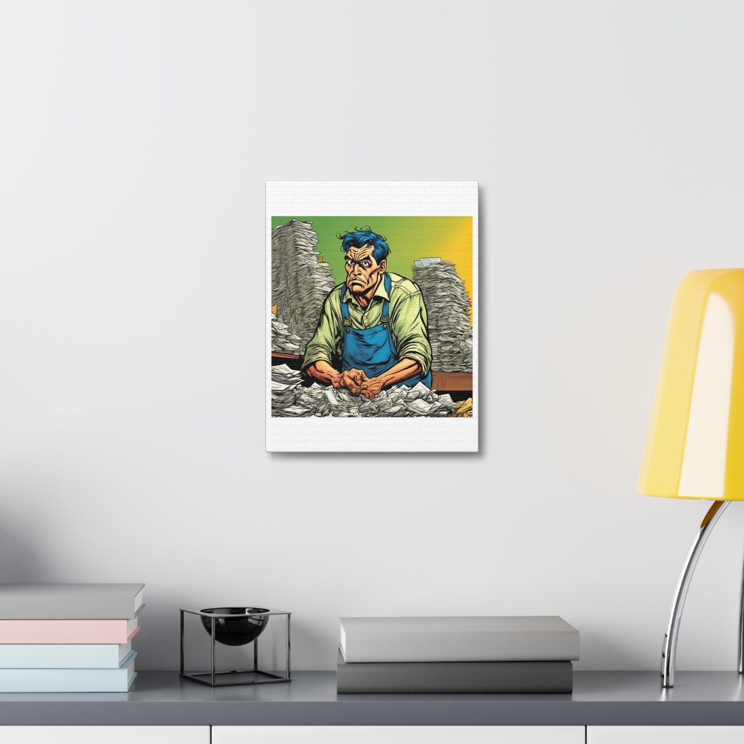 Paperwork Chaos Desk Worker Funny Office Art Canvas