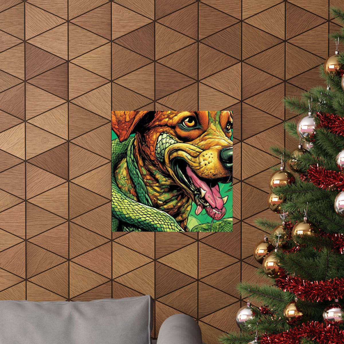Serpent Guardian Dog Bold Fantasy Creature Art Poster