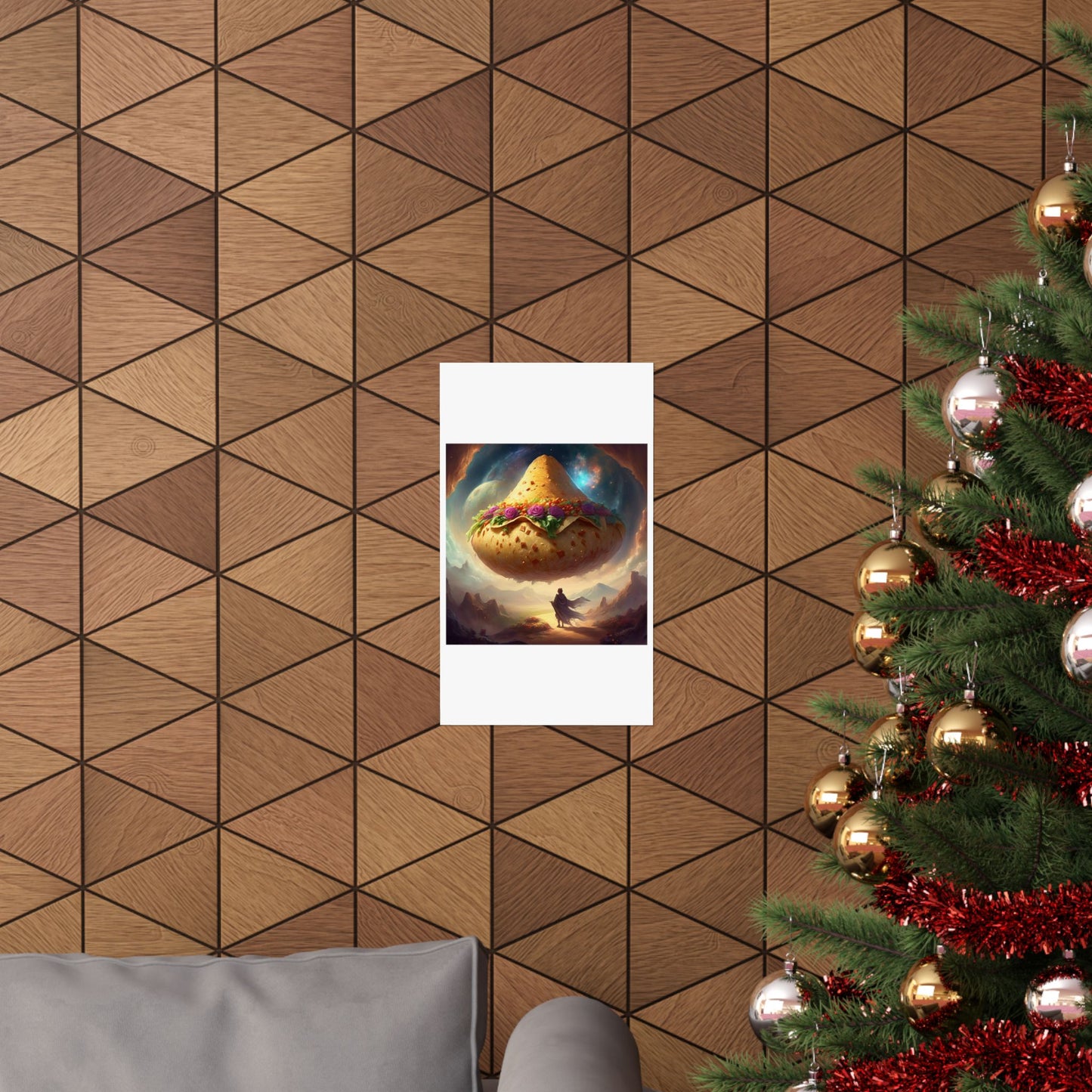Cosmic Taco Planetoid Surreal Food Fantasy Art Poster