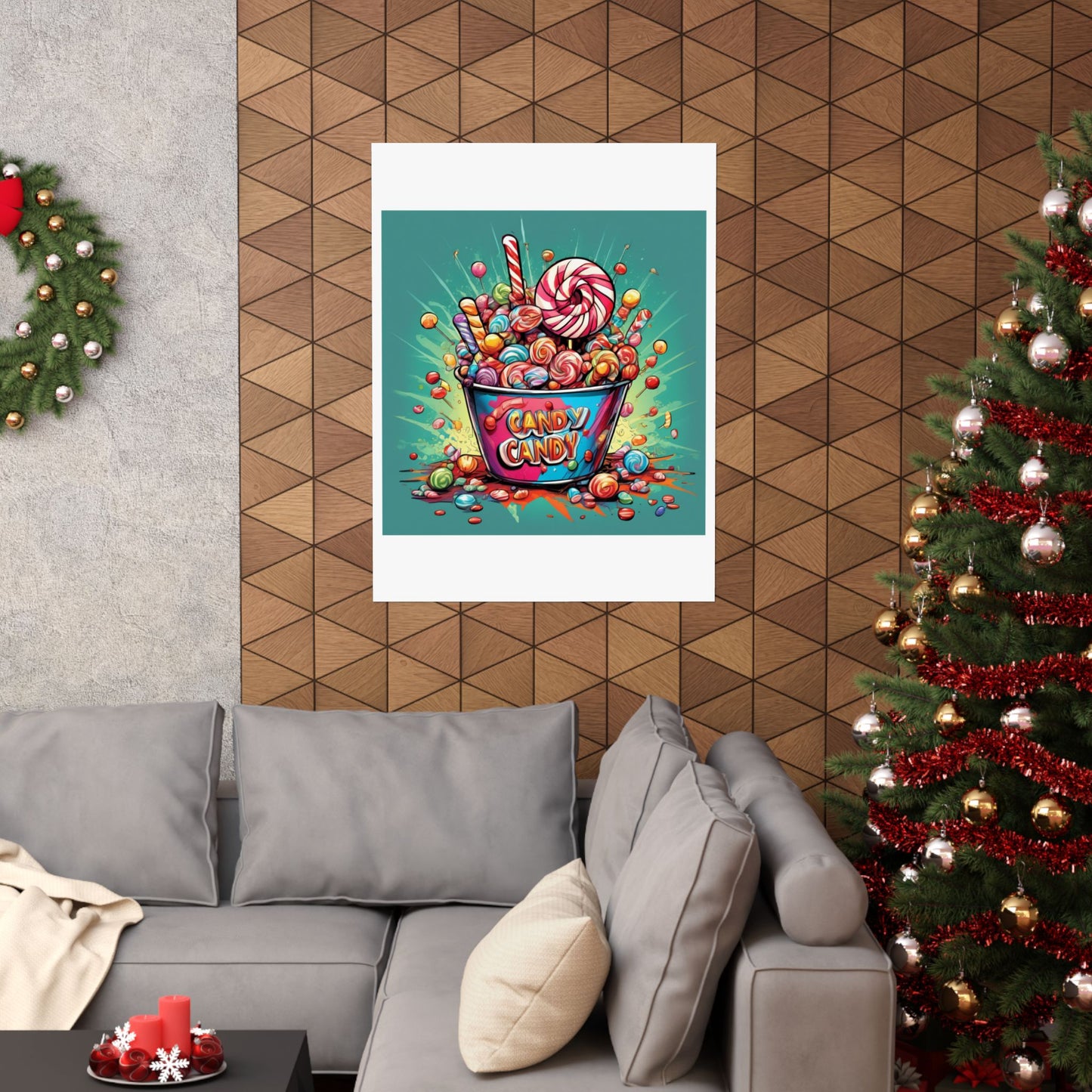 Holiday Candy Bucket Sweets Gift Art Poster
