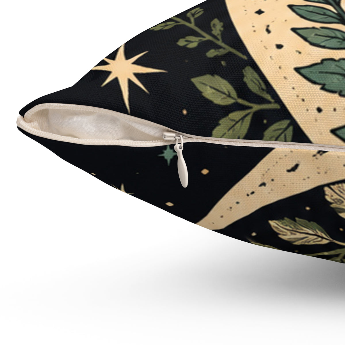 Celestial Wildflower Moon Botanical Decorative Pillow