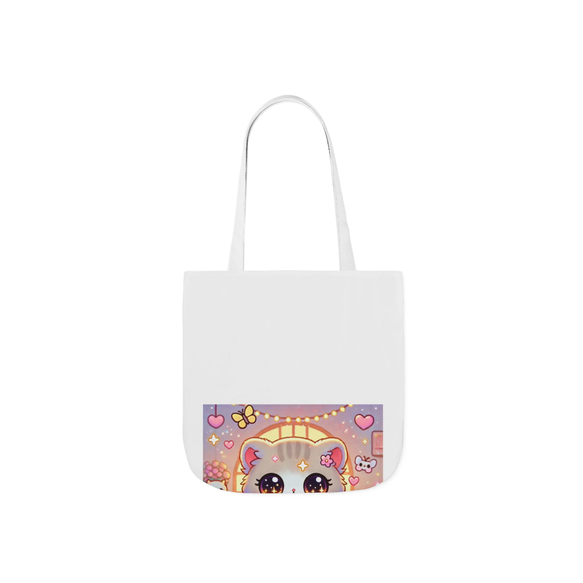 Cozy Kawaii Knitting Cat Pastel Yarn Canvas Tote Bag