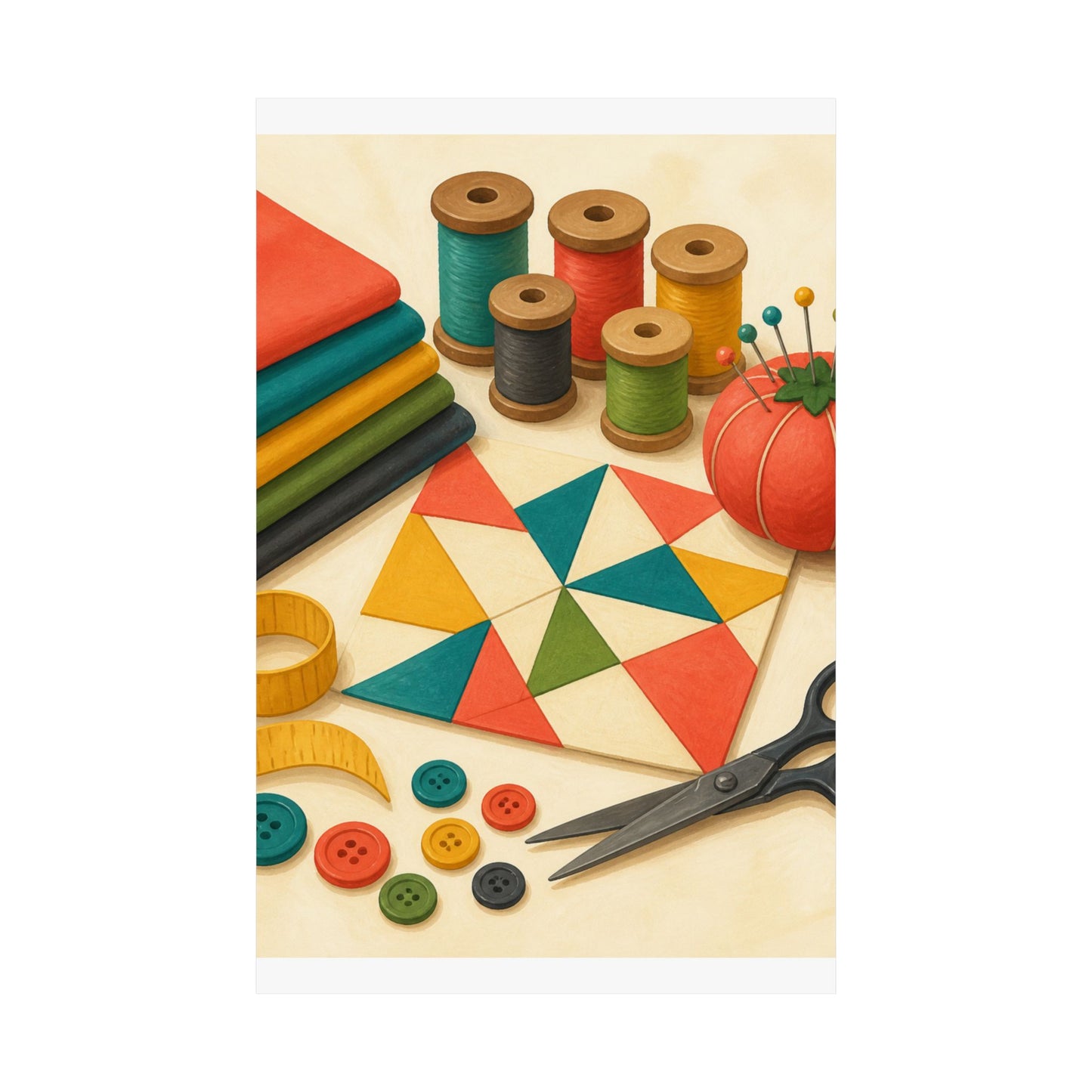 Colorful Sewing and Quilting Hobby Poster