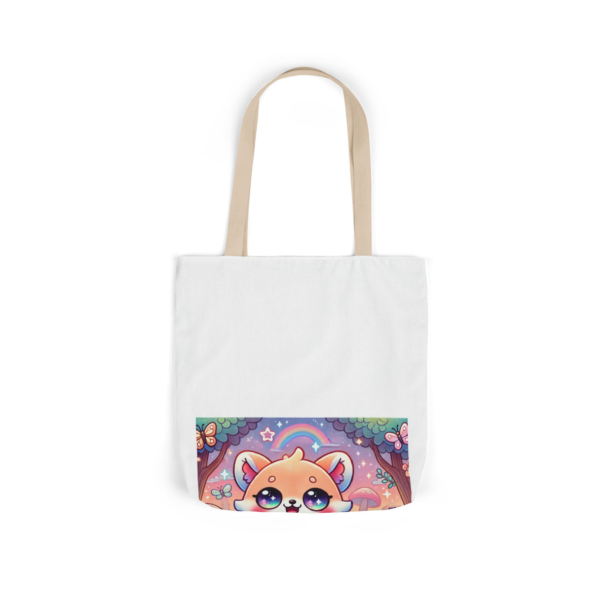 Pastel Woodland Fox Mushroom Kawaii Canvas Tote Bag