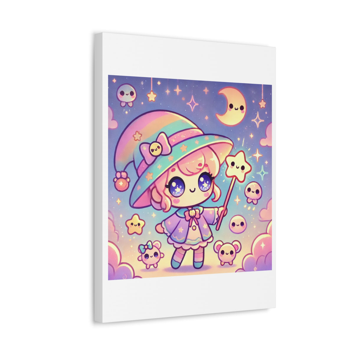 Kawaii Moon Wand Pastel Fantasy Canvas Wall Art