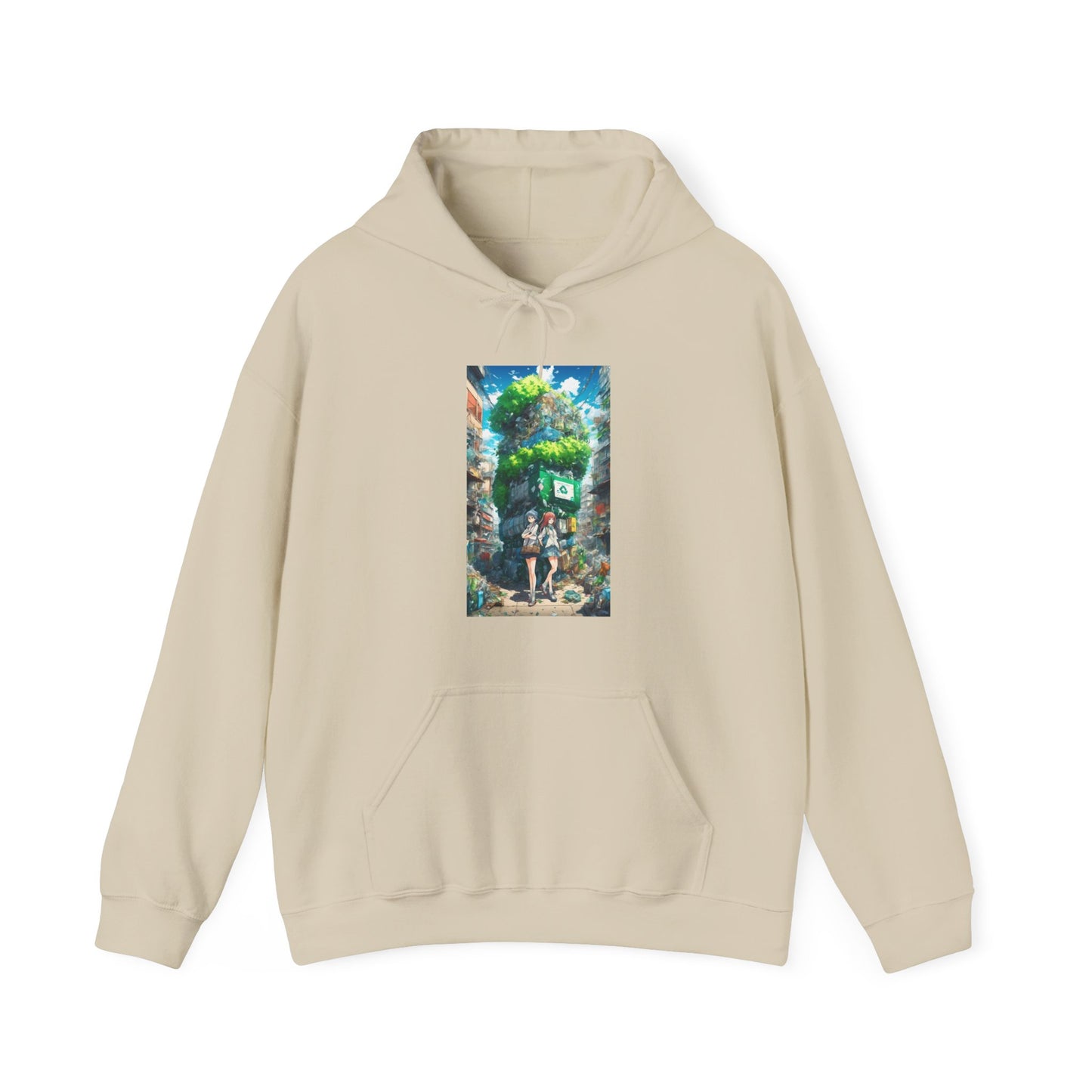 Urban Recycling Anime Friends Eco Graphic Hoodie