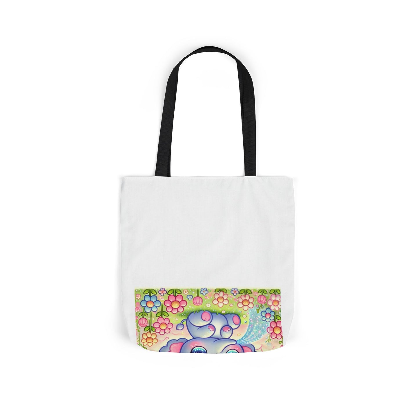 Pastel Rainbow Baby Elephant Floral Canvas Tote Bag