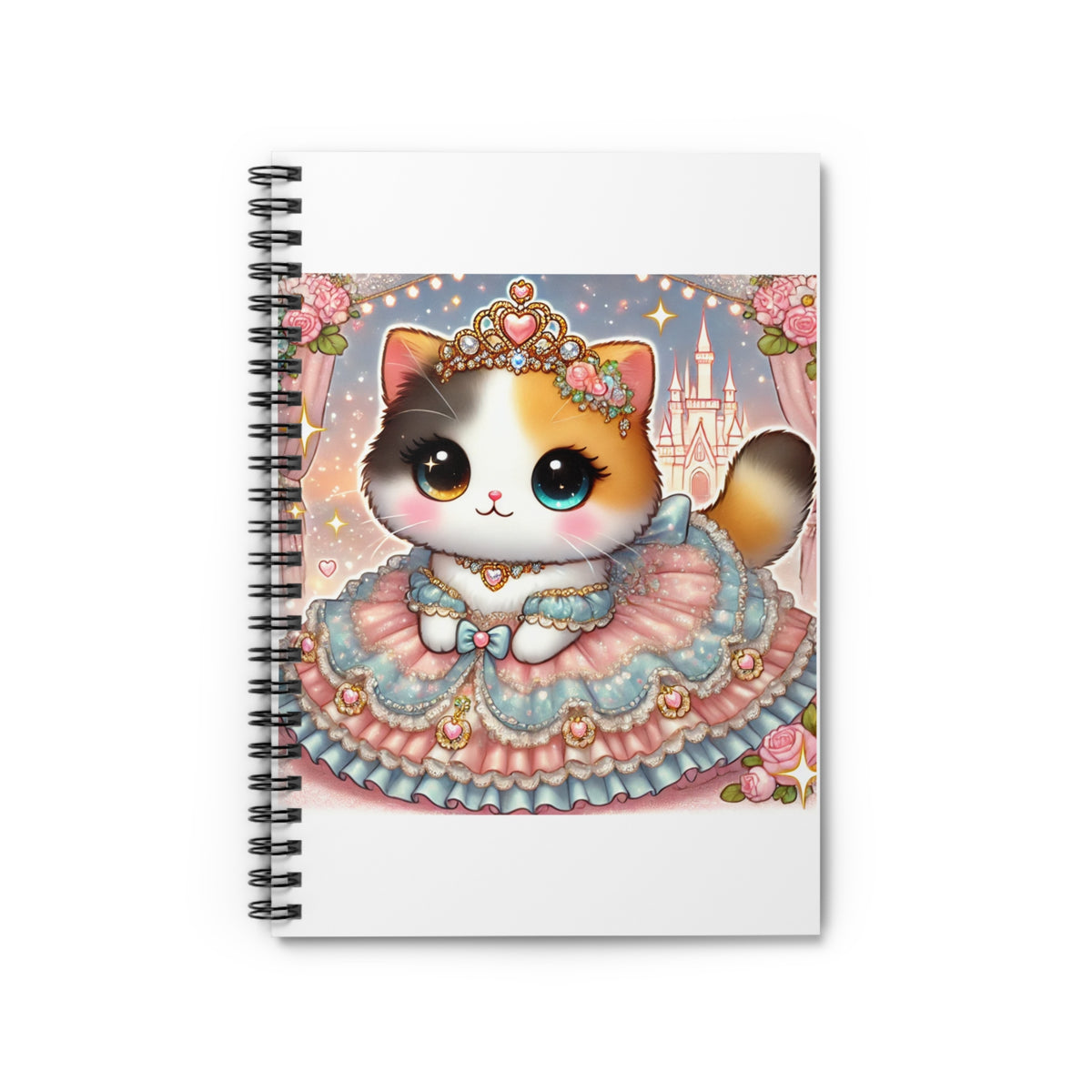 Pastel Princess Calico Cat Fantasy Spiral Notebook